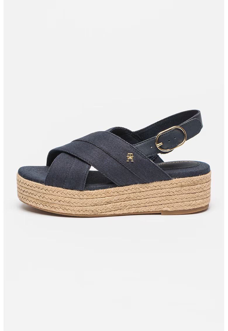 Tommy Hilfiger Sandale slingback cu talpa wedge - Bleumarin