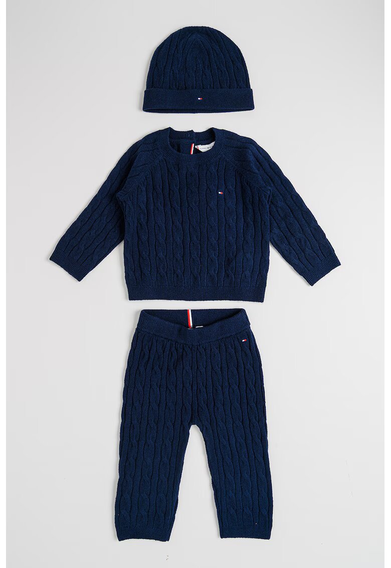 Tommy Hilfiger Set de 3 piese de imbracaminte cu model torsade - Bleumarin
