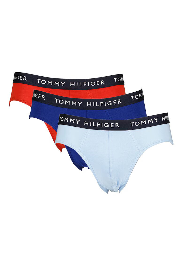 Tommy Hilfiger Set de chiloti cu banda logo in talie - 3 perechi - Rosu/Albastru royal/Albastru deschis