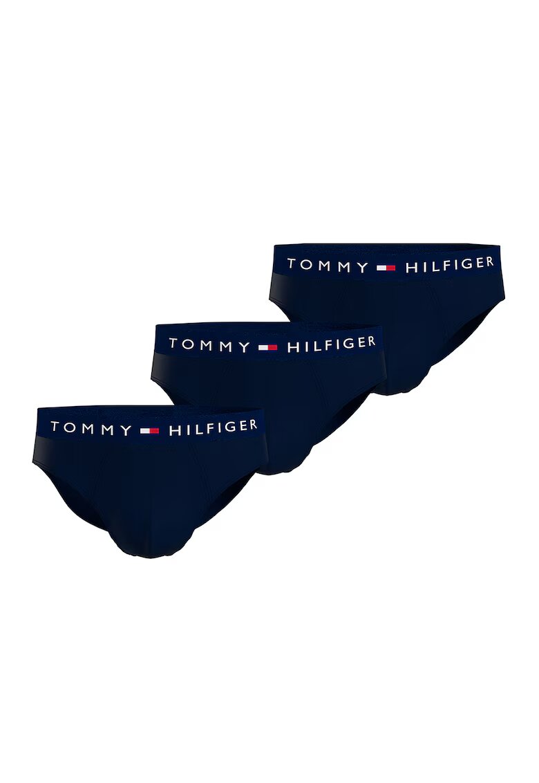 Tommy Hilfiger Set de chiloti cu benzi logo - 3 perechi - Albastru ultramarin