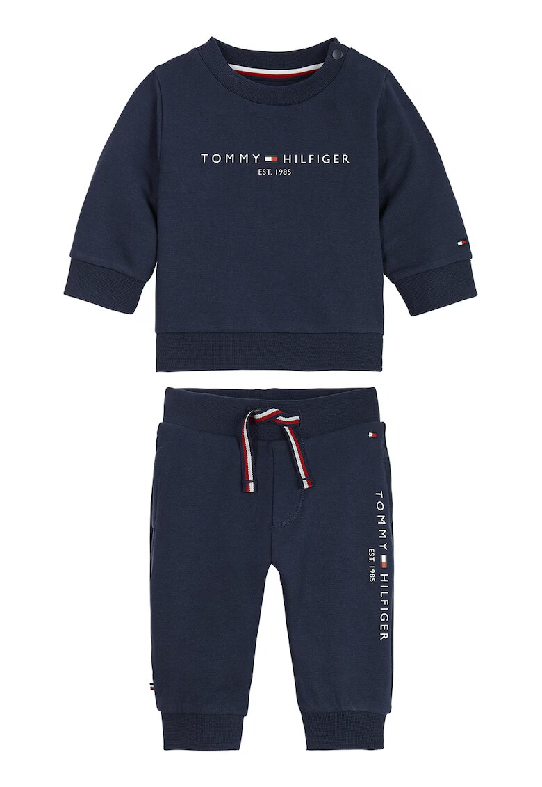 Tommy Hilfiger Set de pantaloni si bluza de trening din bumbac organic cu imprimeu logo - 2 piese - Bleumarin
