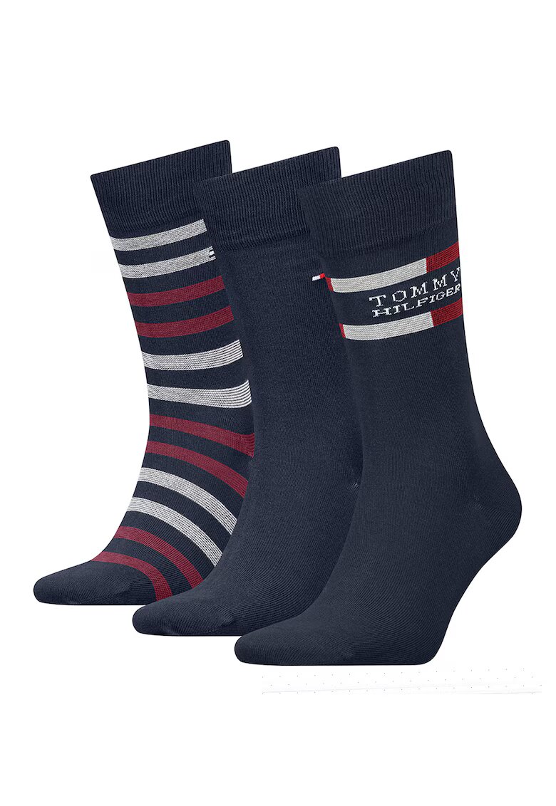 Tommy Hilfiger Set de sosete din amestec de bumbac - 3 perechi - Rosu inchis/Gri deschis melange/Bleumarin