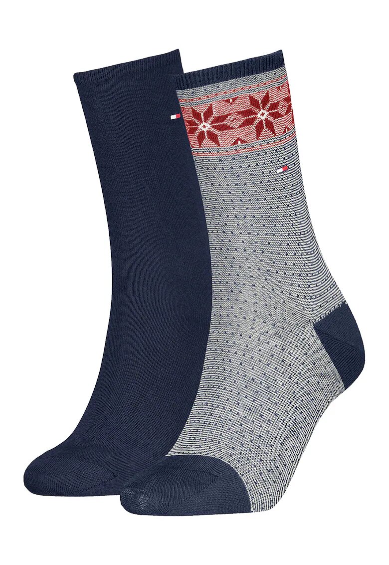 Tommy Hilfiger Set de sosete lungi - 2 perechi - Rosu/Alb/Bleumarin
