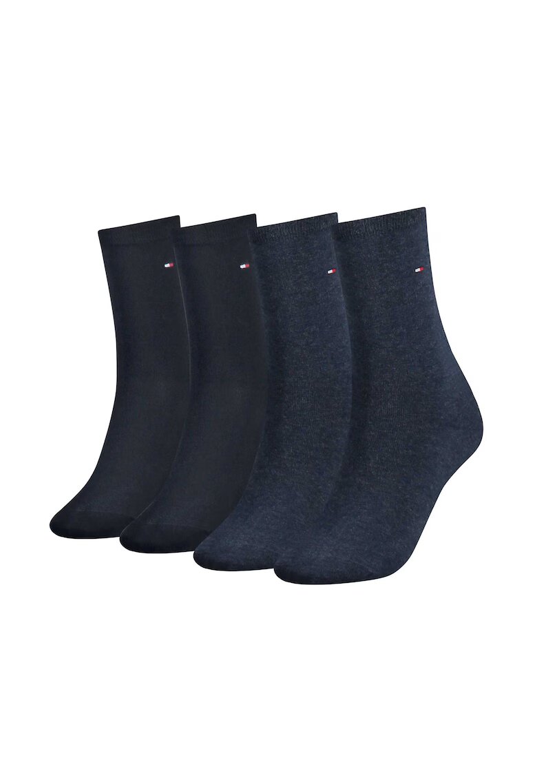 Tommy Hilfiger Set de sosete lungi cu monograma discreta - 4 perechi - Albastru