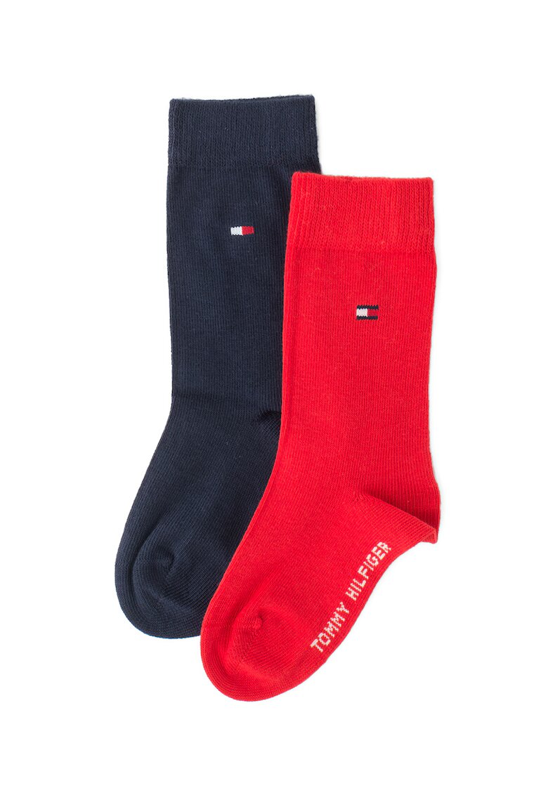 Tommy Hilfiger Set de sosete lungi din amestec de bumbac - 2 perechi - Rosu/Bleumarin