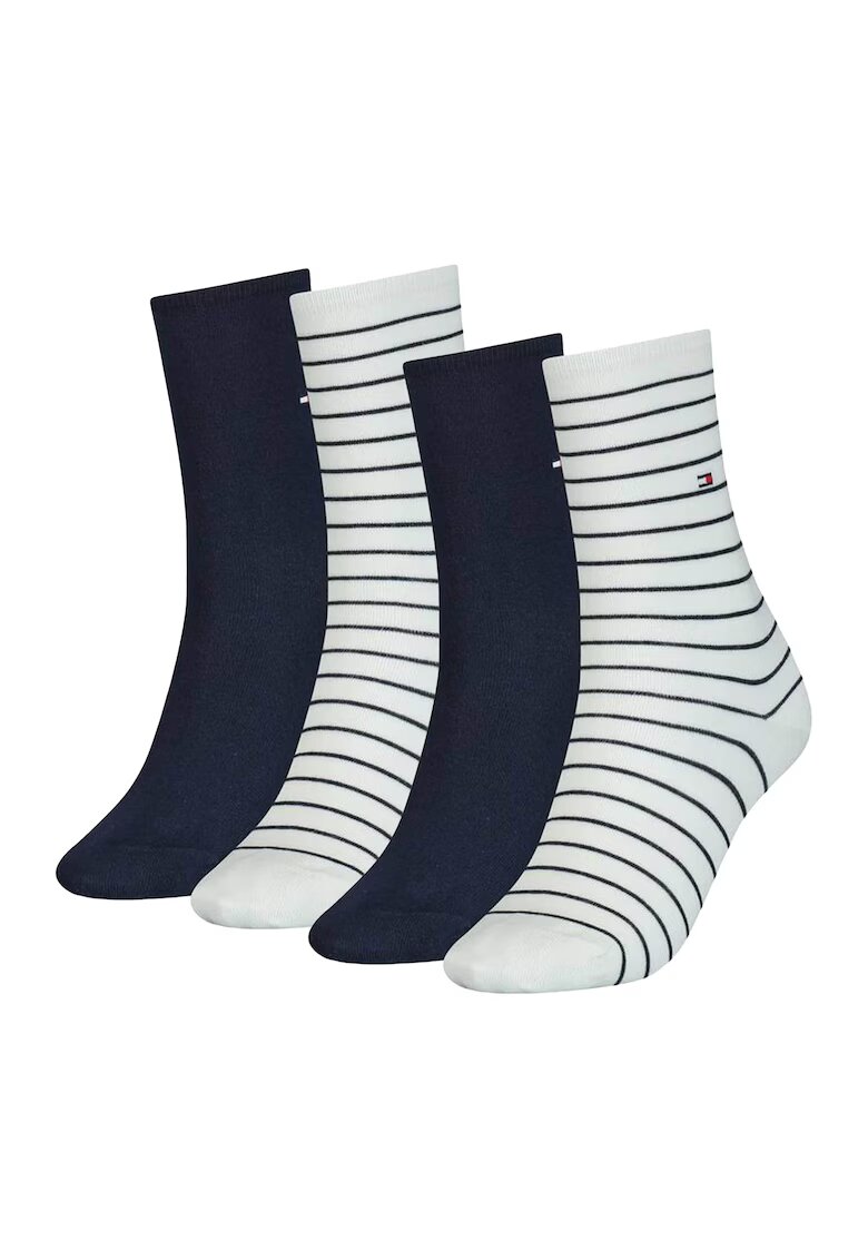 Tommy Hilfiger Set de sosete scurte - 2 perechi - Alb/Albastru inchis