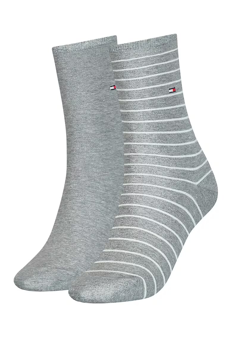 Tommy Hilfiger Set de sosete scurte - 2 perechi10 - Alb/Gri inchis melange