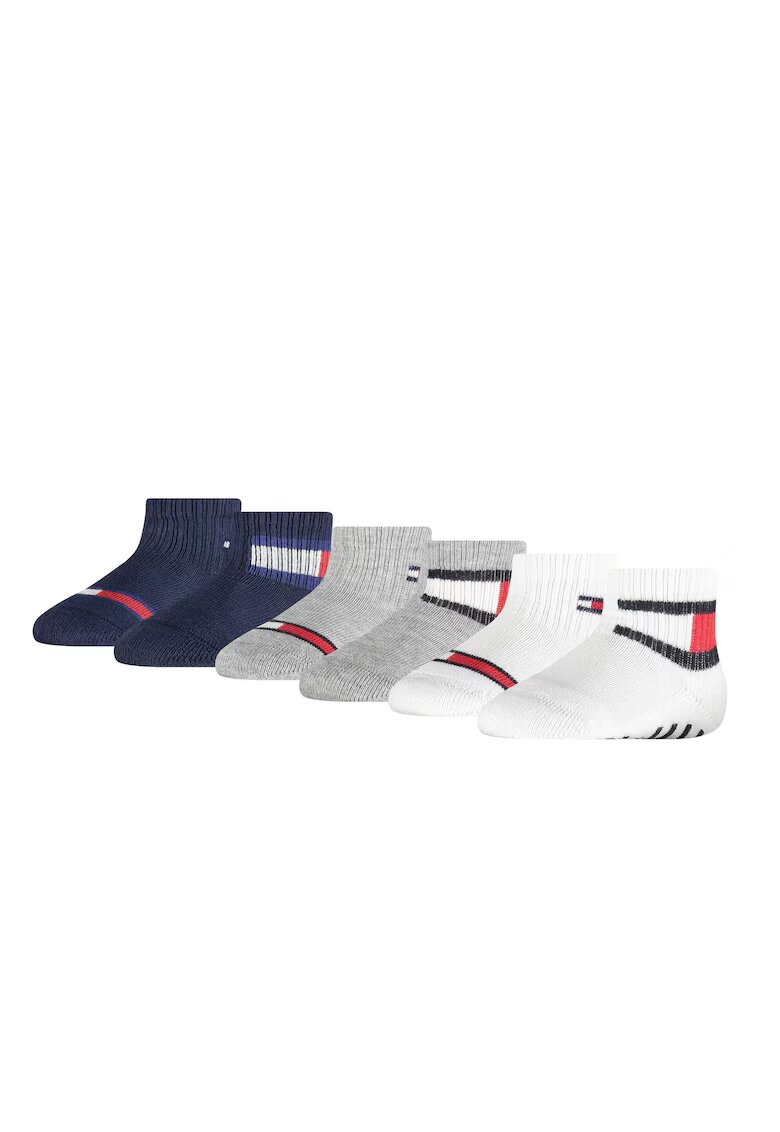 Tommy Hilfiger Set de sosete scurte - 6 perechi - Alb/Gri/Albastru inchis