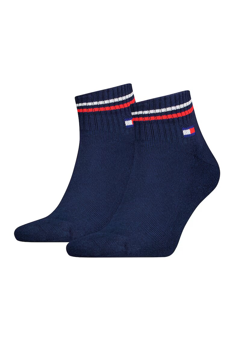 Tommy Hilfiger Set de sosete scurte unisex - striate - 2 perechi - Bleumarin