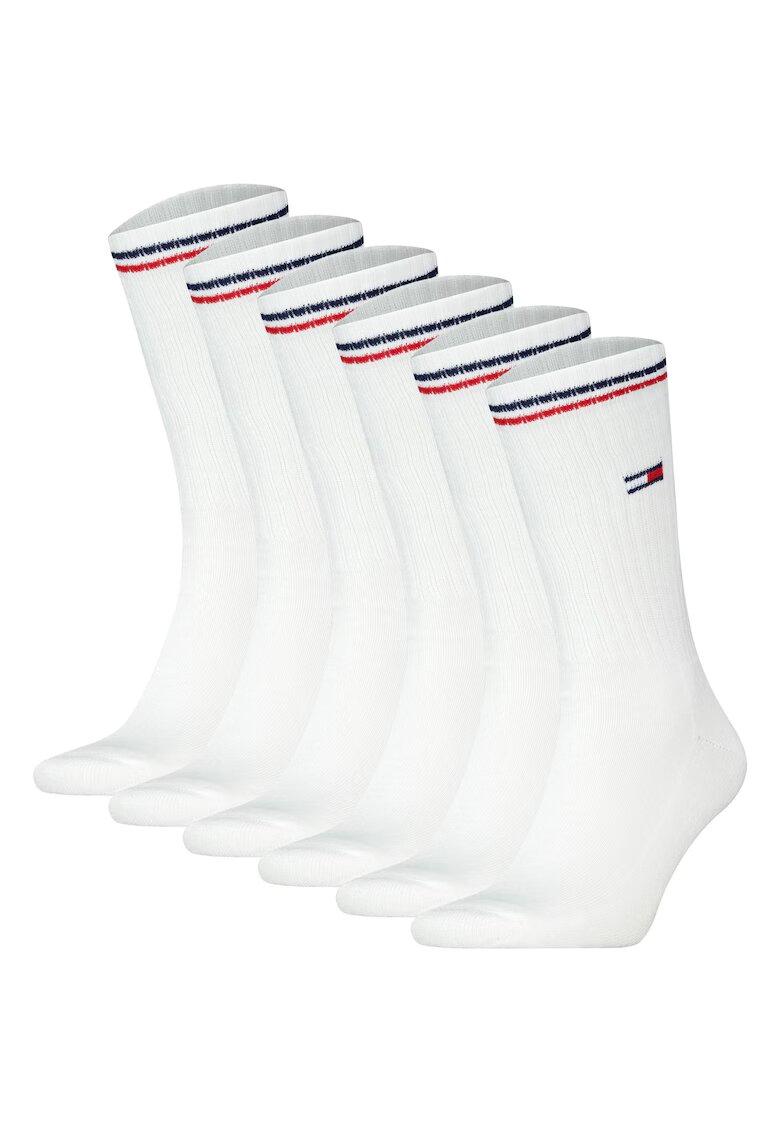 Tommy Hilfiger Set de sosete unisex pentru tenis 166541 - 6 perechi - Alb
