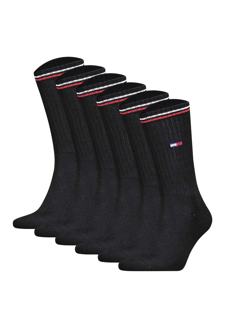 Tommy Hilfiger Set de sosete unisex pentru tenis 166541 - 6 perechi - Negru