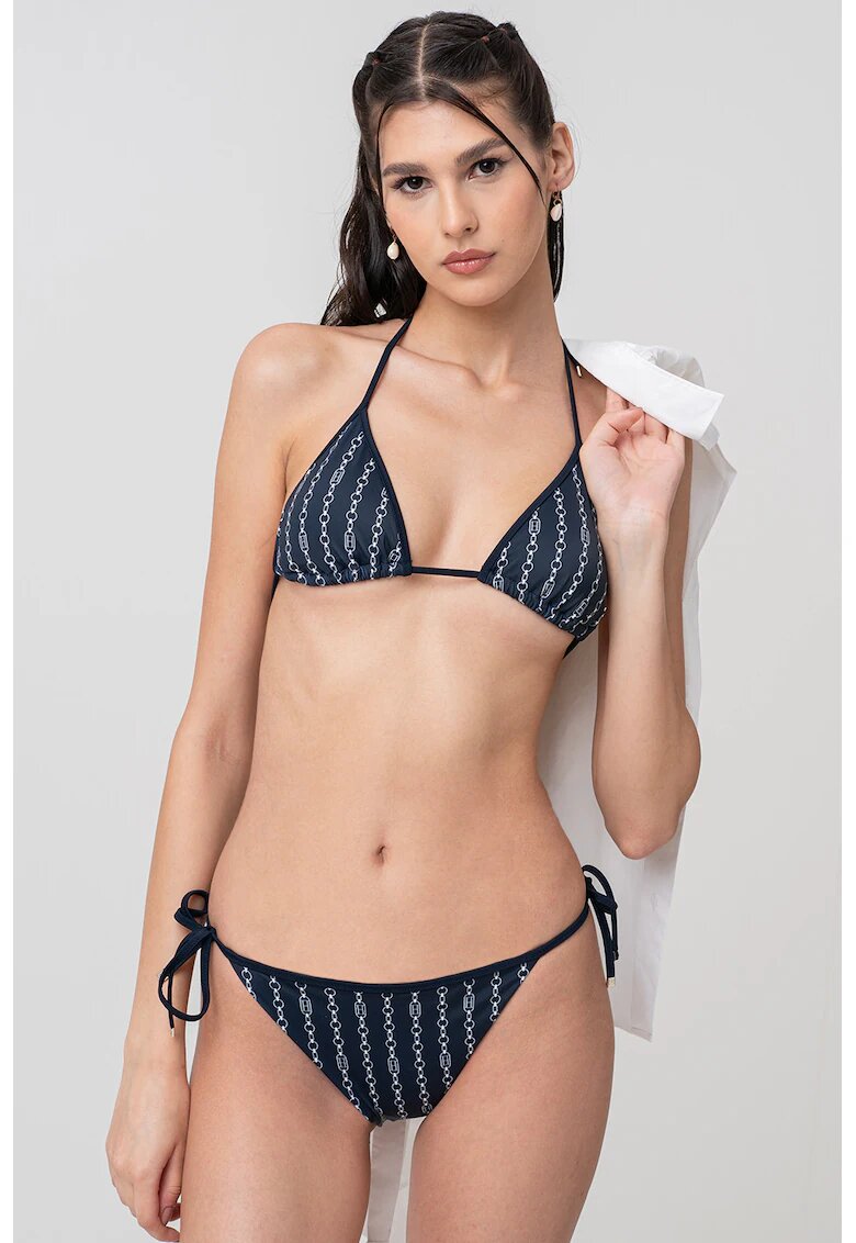 Tommy Hilfiger Sutien de baie cu cupe triunghiulare - Alb/Albastru ultramarin