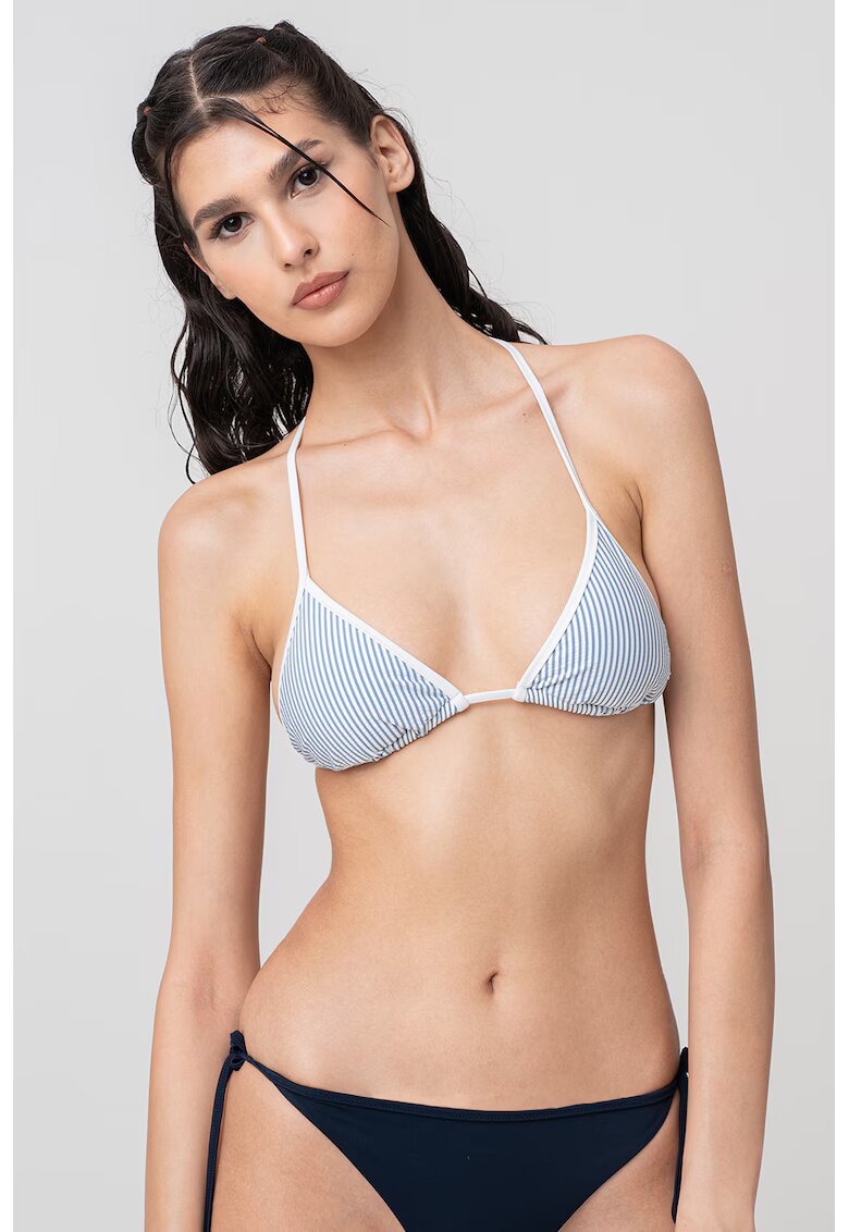 Tommy Hilfiger Sutien de baie triunghiular - Alb/Albastru prafuit