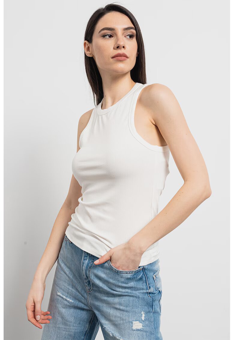 Tommy Hilfiger Top slim fit cu striatii - Alb