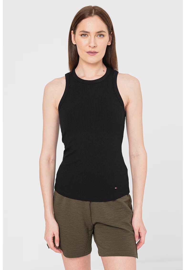 Tommy Hilfiger Top slim fit cu striatii - Negru