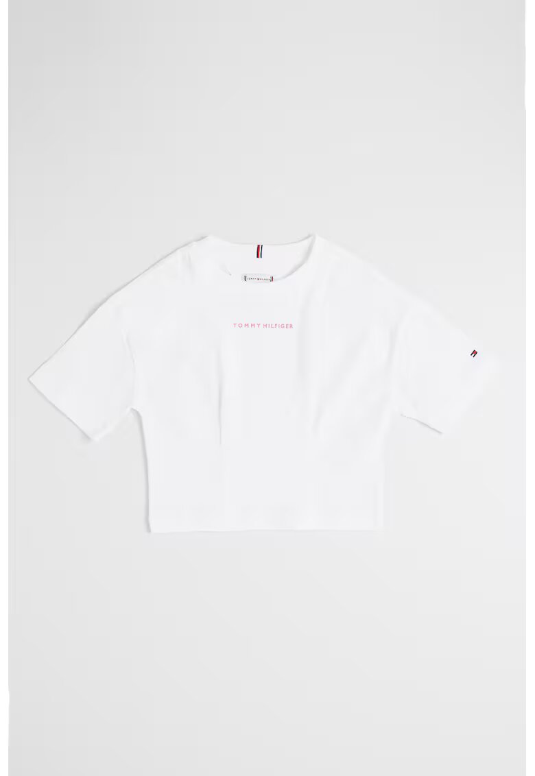 Tommy Hilfiger Tricou crop de bumbac - Alb