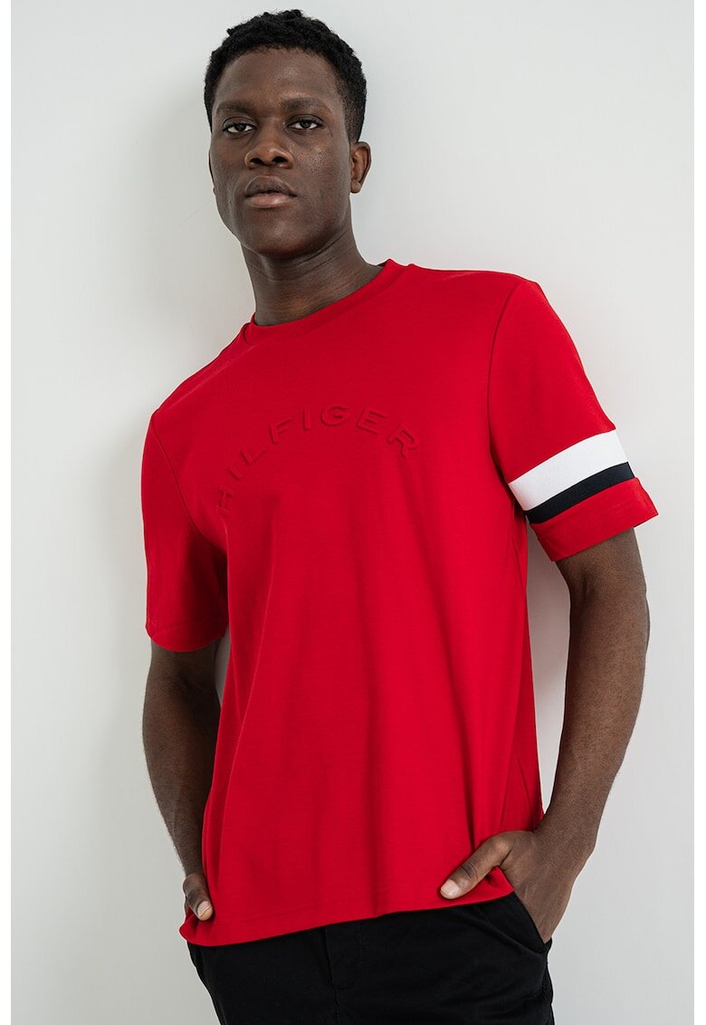 Tommy Hilfiger Tricou cu logo brodat - Rosu vermillion