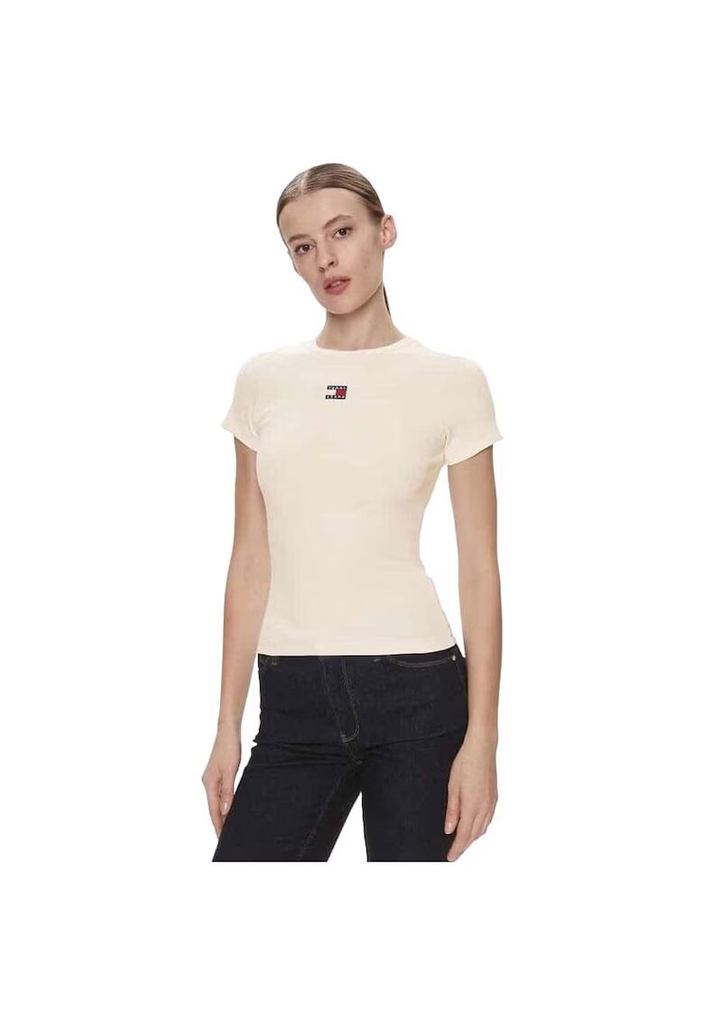Tommy Hilfiger Tricou dama DW0DW17881-YBH Ecru Bumbac/elastan - Ecru