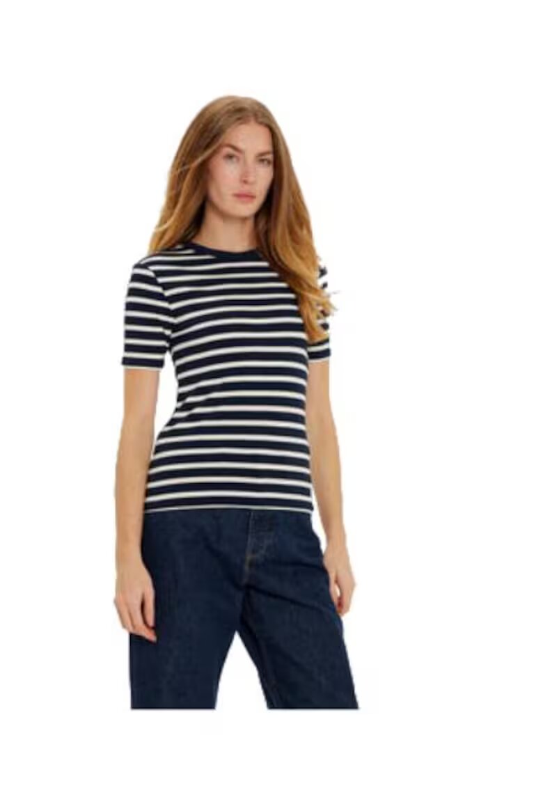 Tommy Hilfiger Tricou dama - viscoza/elastan - bleumarin/alb