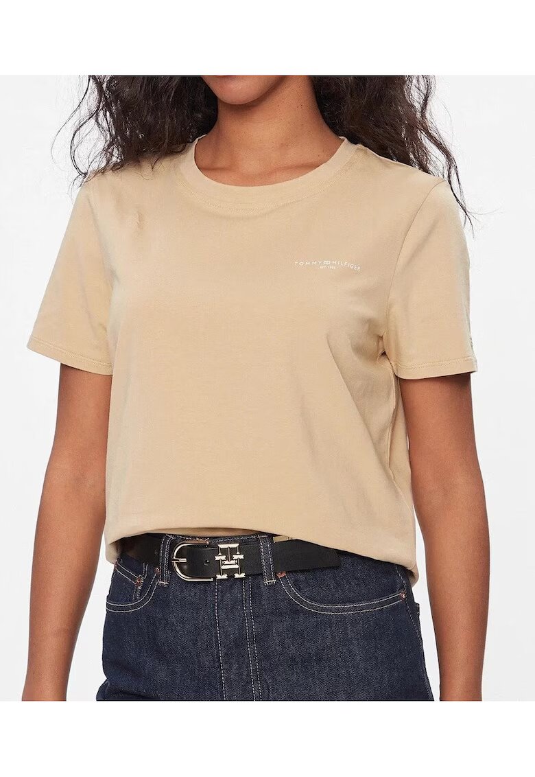 Tommy Hilfiger Tricou dama WW0WW37877 - Bumbac/Elastan - Crem