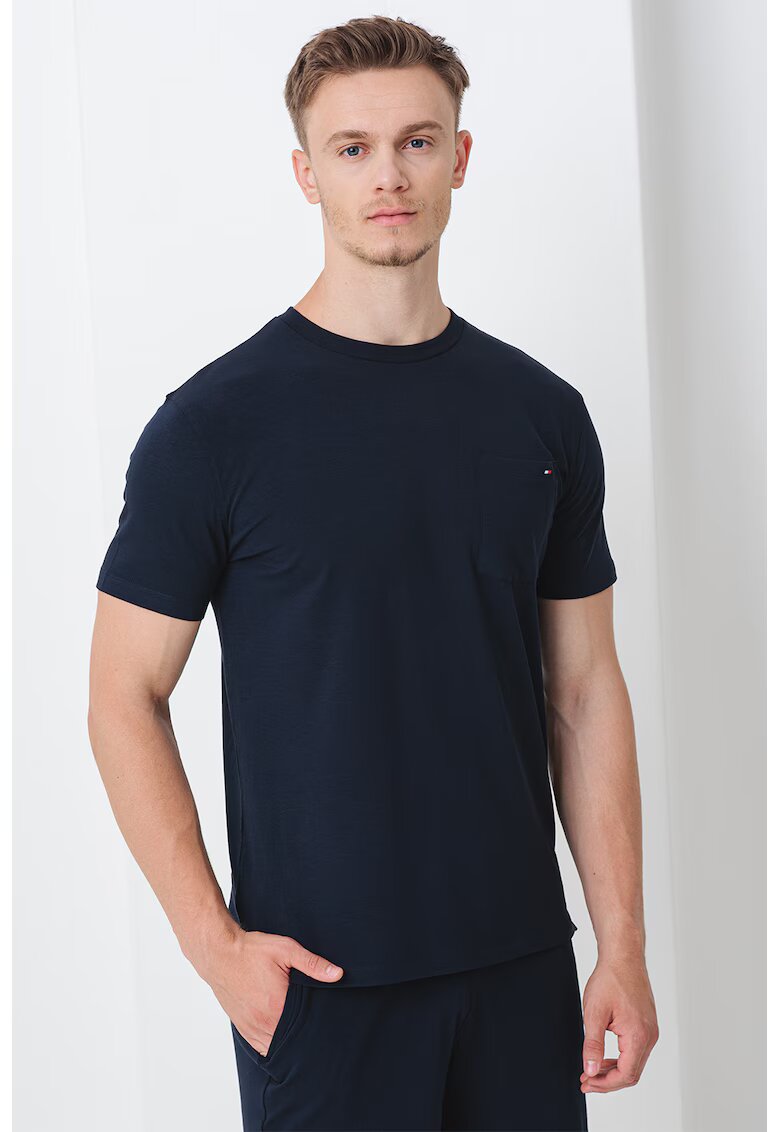 Tommy Hilfiger Tricou de casa din amestec de modal cu decolteu la baza gatului - Albastru ultramarin