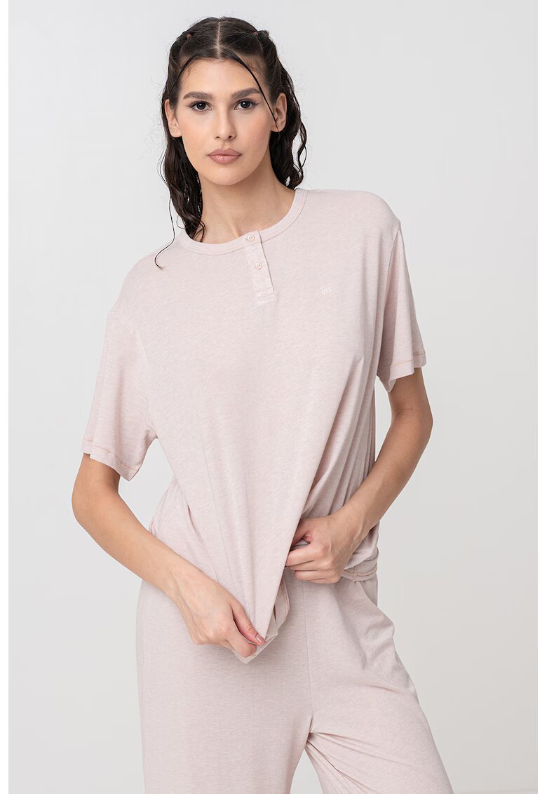 Tommy Hilfiger Tricou de pijama din amestec de bumbac organic - Bej inchis