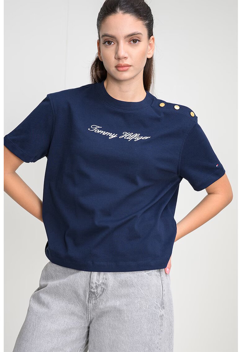 Tommy Hilfiger Tricou din bumbac cu logo - Bleumarin