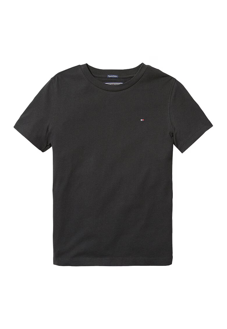 Tommy Hilfiger Tricou din bumbac organic cu decolteu la baza gatului - Negru