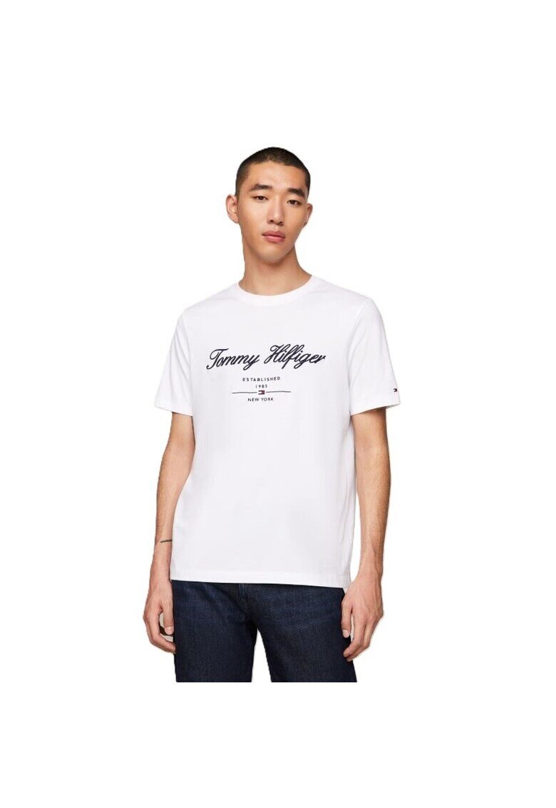 Tommy Hilfiger Tricou pentru Barbati - script logo tee - MW0MW33691-YBR - Alb - Alb