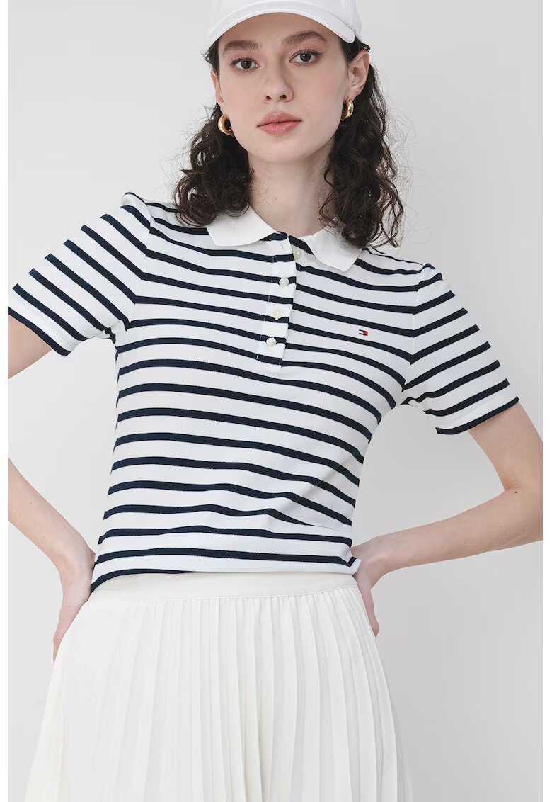 Tommy Hilfiger Tricou polo cu croiala slim-fit si logo - Negru