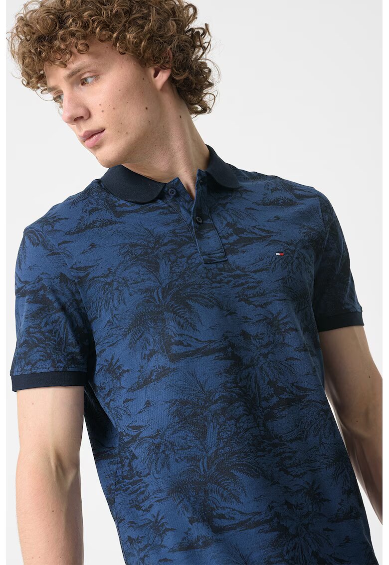Tommy Hilfiger Tricou polo din ameste de in si bumbac organic - Bleumarin