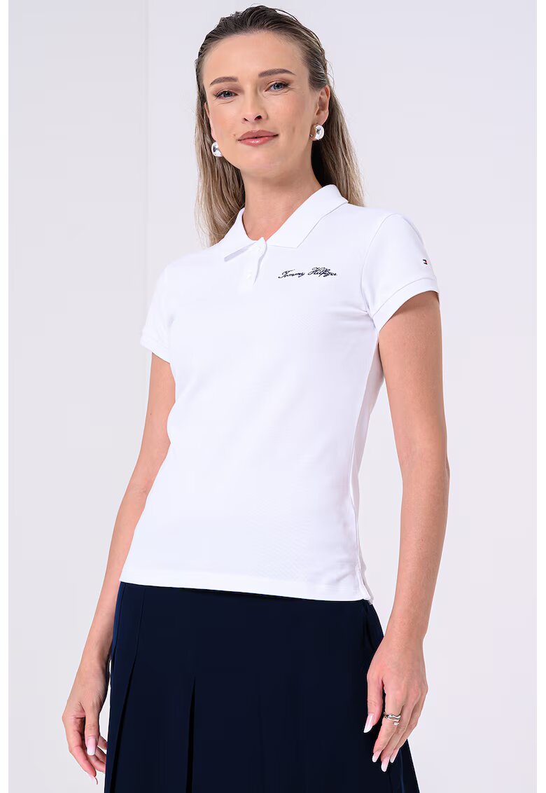 Tommy Hilfiger Tricou polo din amestec de bumbac cu logo - Alb