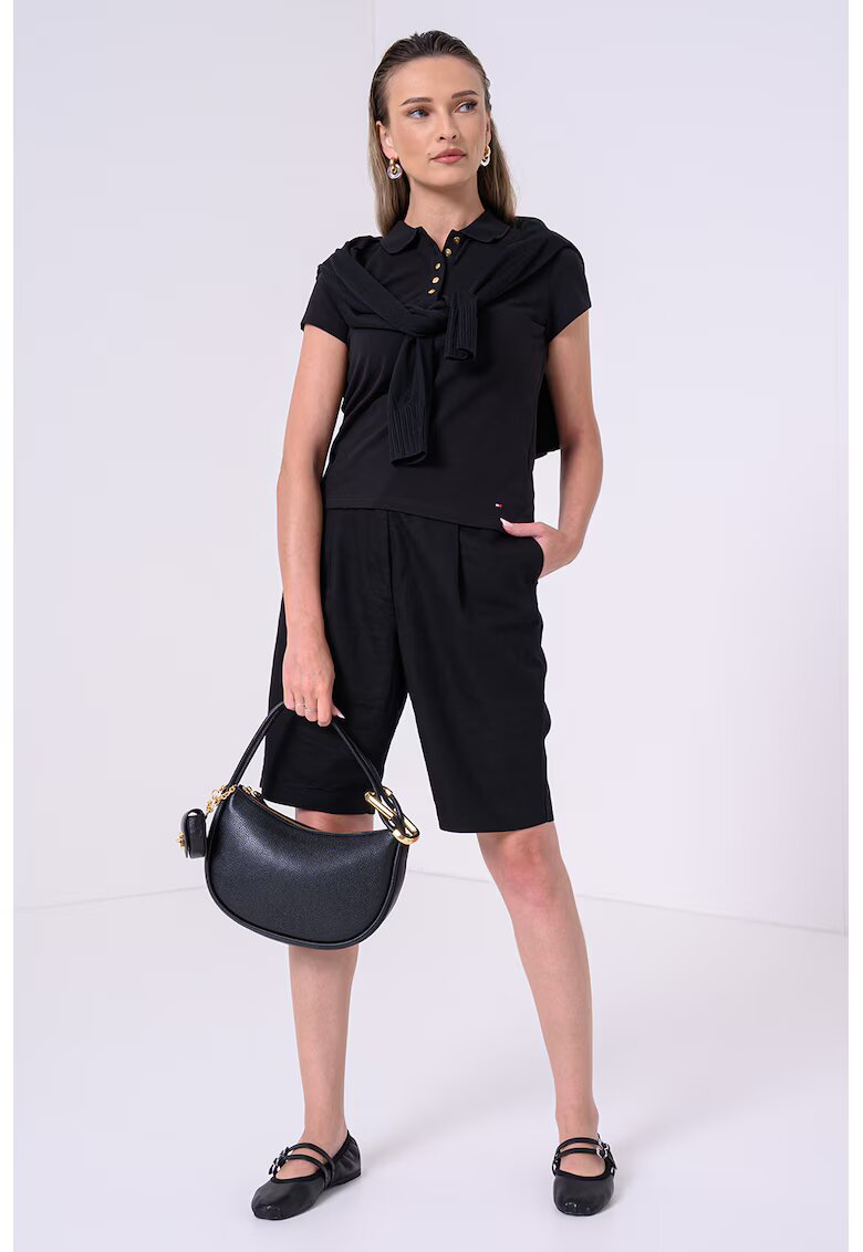 Tommy Hilfiger Tricou polo din amestec de bumbac - Negru