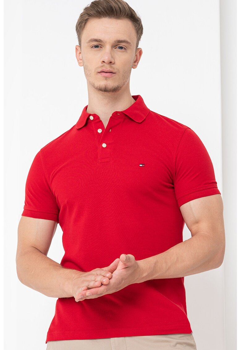 Tommy Hilfiger Tricou polo din amestec de bumbac organic 1985 - Rosu vermillion