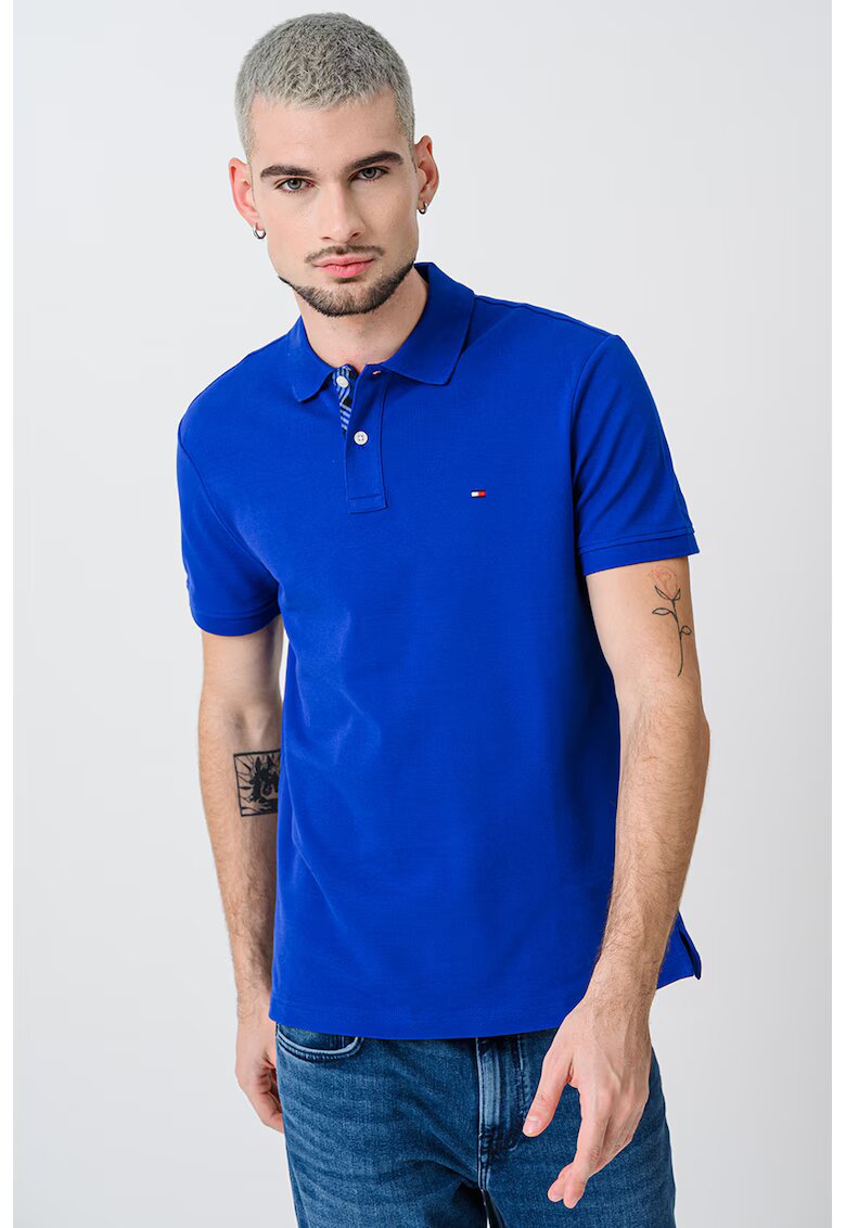 Tommy Hilfiger Tricou polo din amestec de bumbac organic - Albastru royal