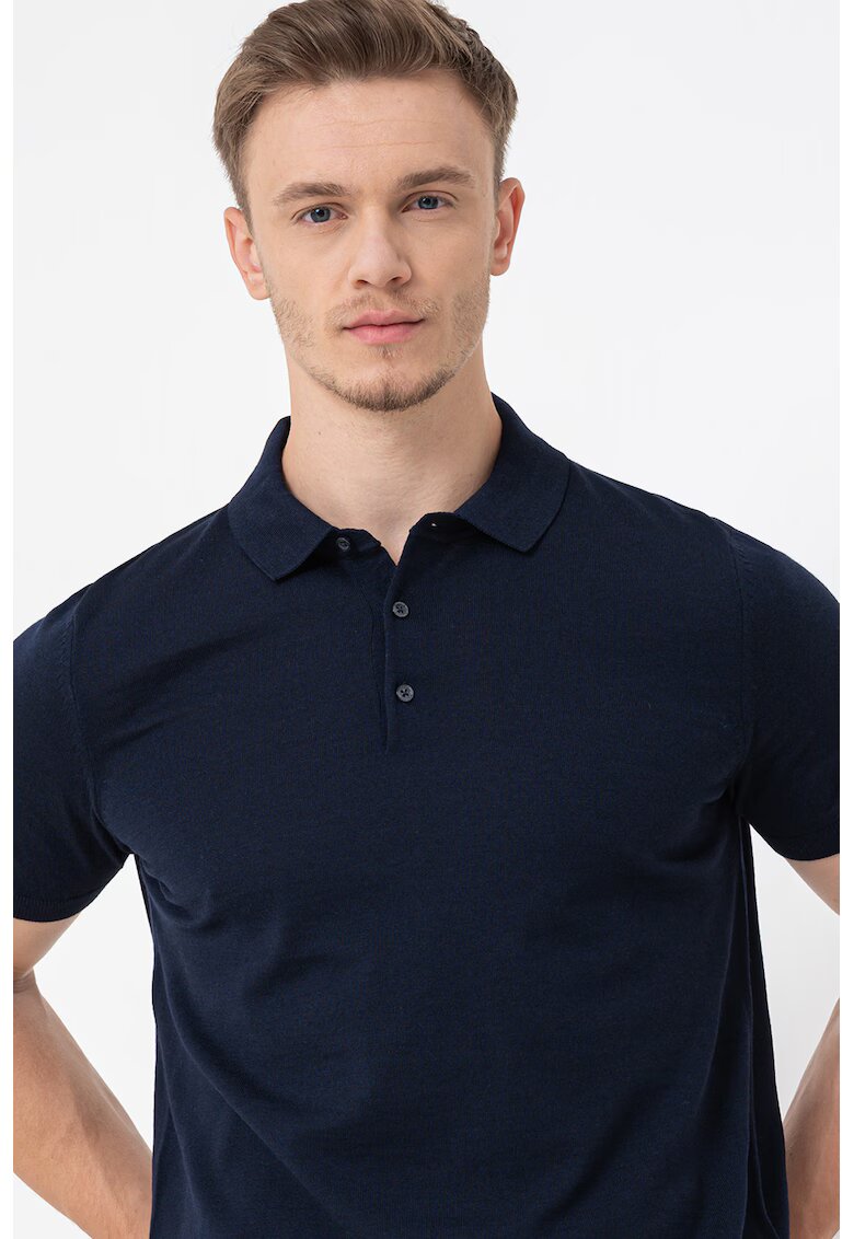 Tommy Hilfiger Tricou polo din amestec de bumbac organic - Albastru ultramarin