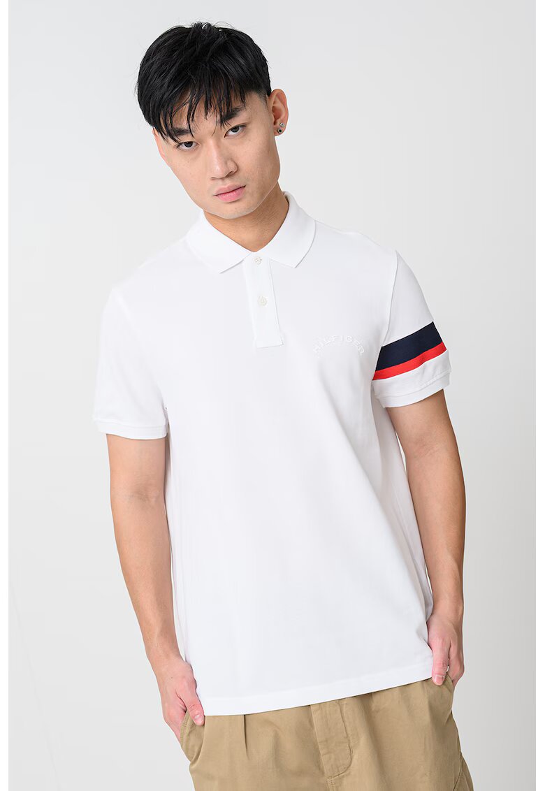 Tommy Hilfiger Tricou polo din amestec de bumbac organic - Rosu/Alb/Albastru ultramarin