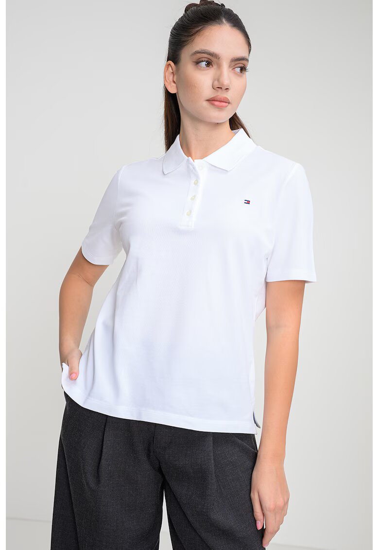 Tommy Hilfiger Tricou polo regular fit cu logo discret - Alb optic