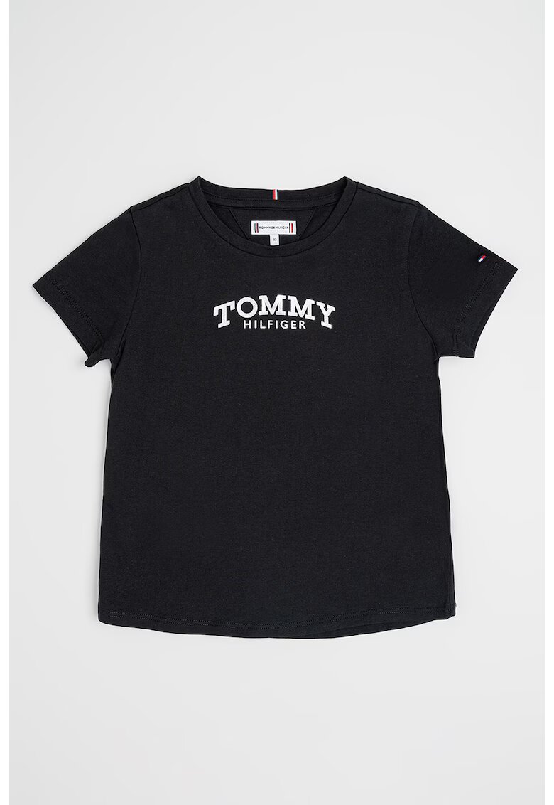 Tommy Hilfiger Tricou regular fit cu imprimeu logo - Negru