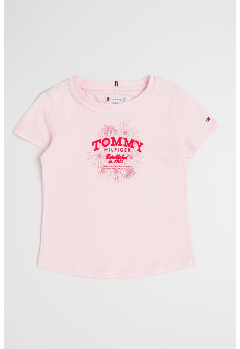 Tommy Hilfiger Tricou regular fit de bumbac cu logo - Roz pastel