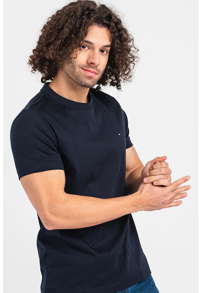 Tommy Hilfiger Tricou slim fit cu decolteu la baza gatului - Bleumarin
