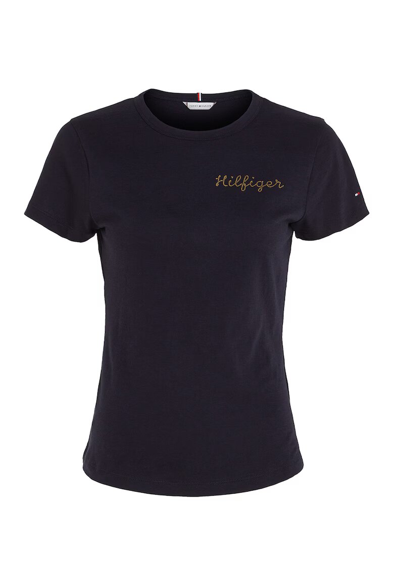 Tommy Hilfiger Tricou slim fit din bumbac organic - Albastru ultramarin