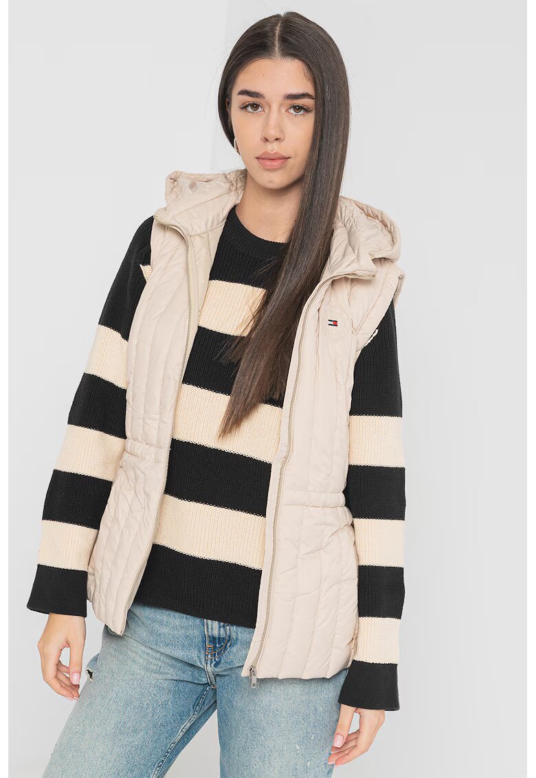 Tommy Hilfiger Vesta matlasata cu fenta cu fermoar - Bej