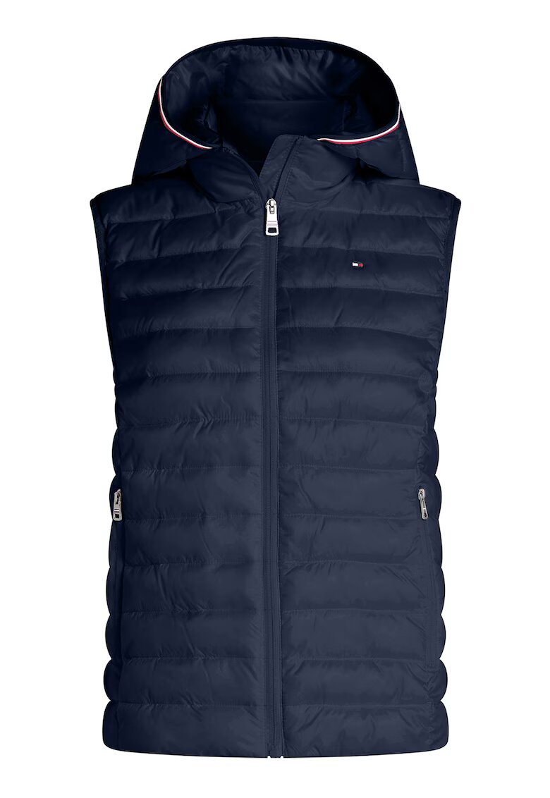 Tommy Hilfiger Vesta usoara matlasata cu gluga - Albastru ultramarin