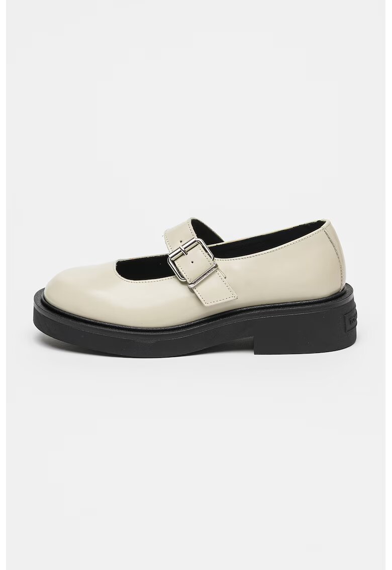 Tommy Jeans Balerini de piele cu catarama - Alb murdar