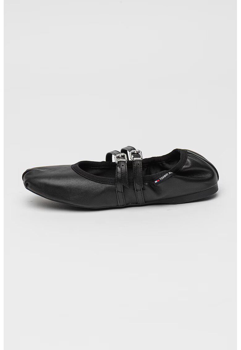 Tommy Jeans Balerini de piele cu catarama - Negru