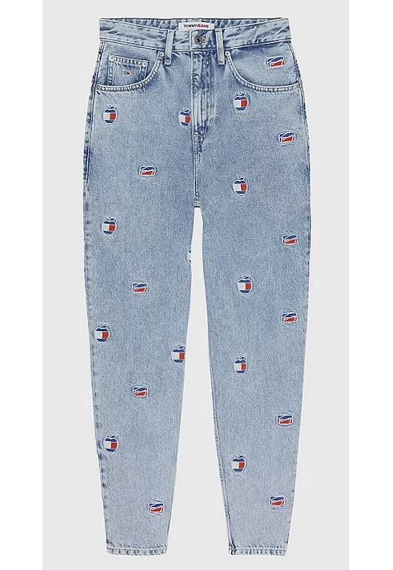 Tommy Jeans Blugi conici mom fit cu imprimeu logo -