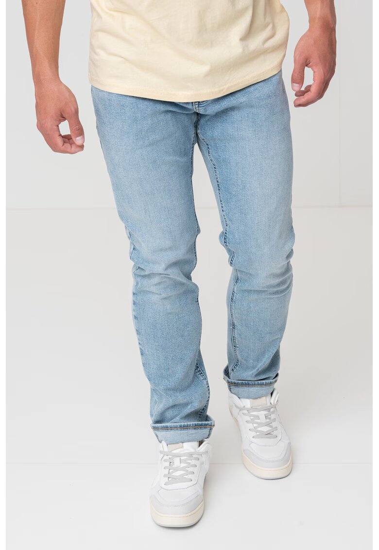 Tommy Jeans Blugi din amestec de bumbac cu talie medie - Albastru prafuit