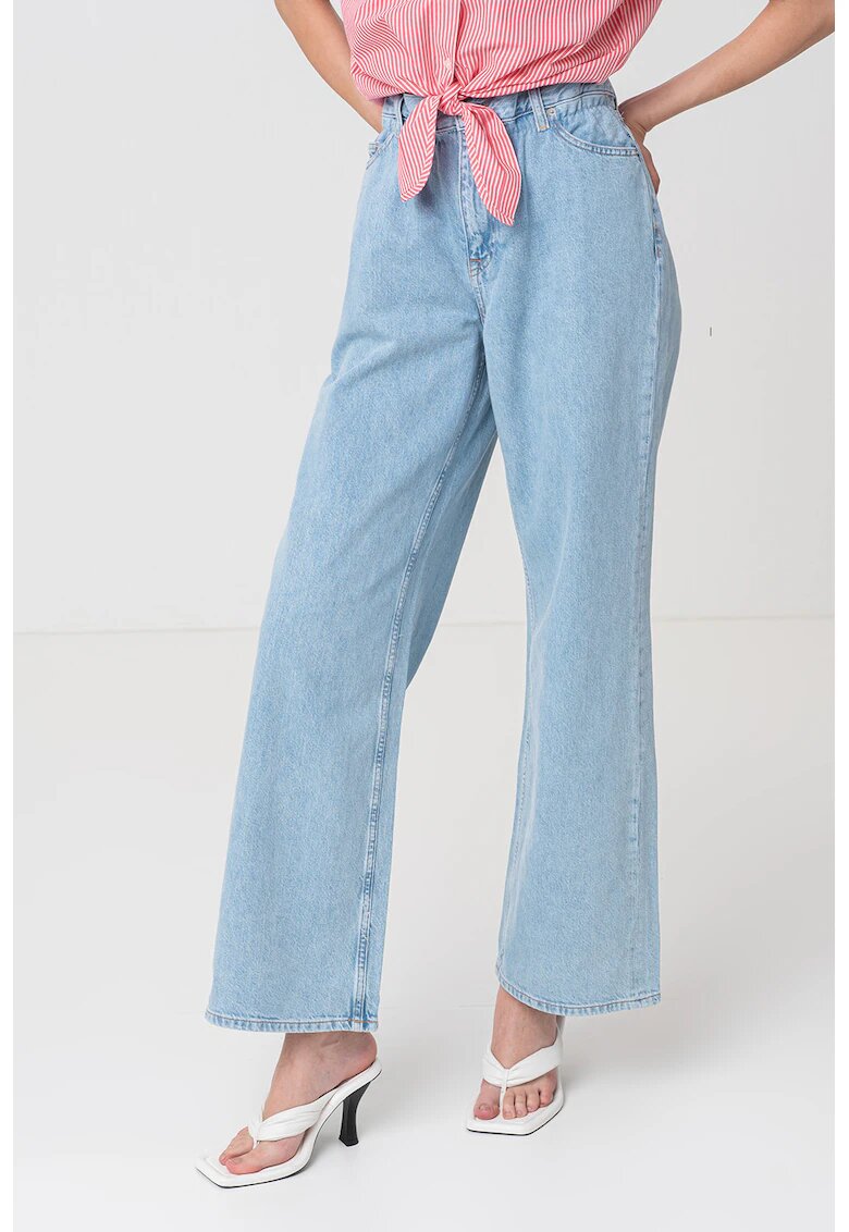 Tommy Jeans Blugi evazati cu talie inalta - Albastru deschis