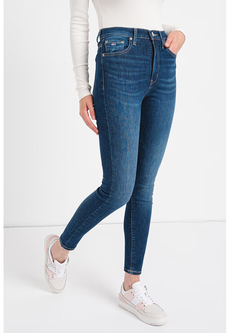 Tommy Jeans Blugi skinny cu talie inalta Sylvia - Bleumarin